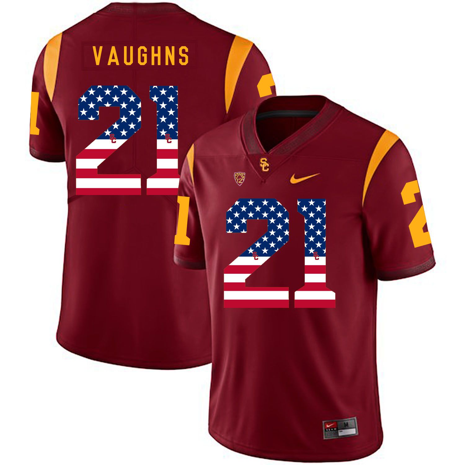 Men USC Trojans #21 Vaughns Red Flag Customized NCAA Jerseys